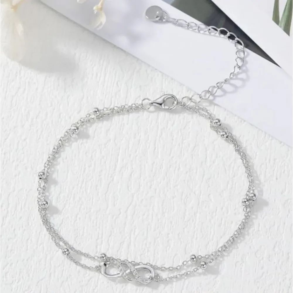 🩵⏭️NIB Sterling Silver Infinity Double Layer Bracelet - Picture 3 of 16